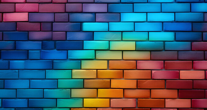 Colorful Brick wall, ai generated.