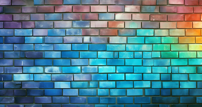 Colorful Brick wall, ai generated.