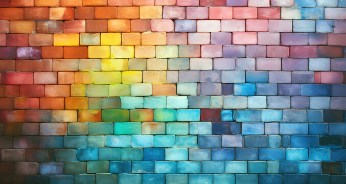 Colorful Brick wall, ai generated.