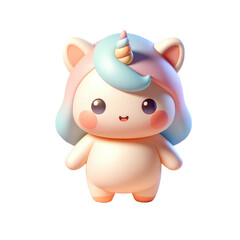 Naklejka premium Cute baby unicorn. water colour and clipart, Generative AI