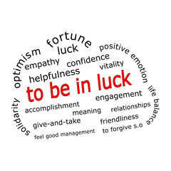 to be in Luck Wordcloud on white background - illustration - 690084705