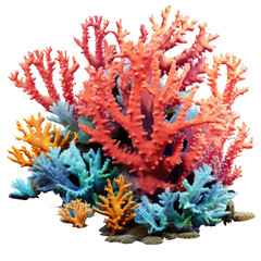 Fototapeta na wymiar Colorful coral reef isolated on transparent background, png