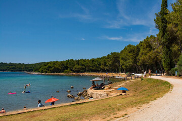 Cuvi Beach just south of Rovinj old town in Istria, Croatia