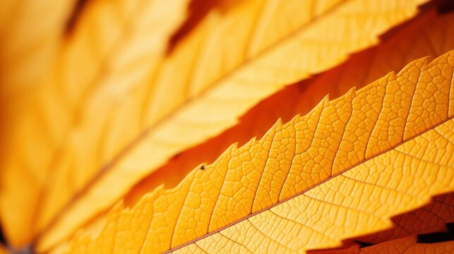 Autumn Yellow Leaf Closeup Bright Orange, Background, High Quality Photo, Hd