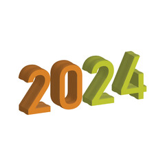 3d render 2024 text, new year background, vector