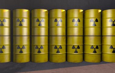 Radioaktiver Müll in einem Lagerraum