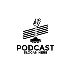 Podcast or Radio or Music Logo design using Microphone, Podcast logo vector template