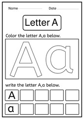letter A worksheet - coloring letter A worksheets - writing letter A worksheet