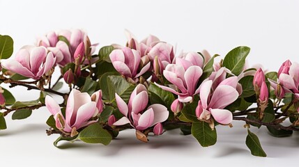 Pink Magnolia Flower Isolated On White, Background, High Quality Photo, Hd