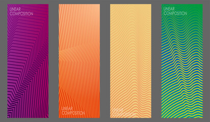 Colorful linear composition. A set of layouts for the design of banners, posters and posters. Template for book covers, brochures, booklets and catalogs. An idea for creative design - obrazy, fototapety, plakaty