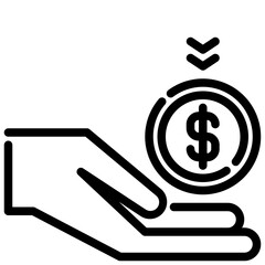 payment received. vector single icon with a dashed line style. suitable for any purpose. for example: website design, mobile app design, logo, etc.