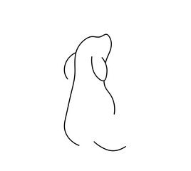 Vector isolated sitting dog back view one single contemporary line art tattoo colorless black and white contour line easy drawing