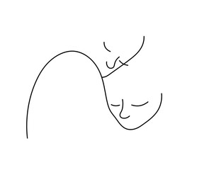 Vector isolated two pair couple hanging people minimal line art colorless black and white contour line easy drawing