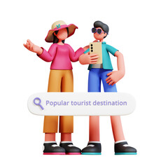 3D Character Couple Holiday Illustration