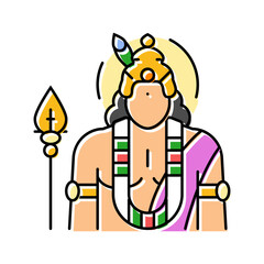 kartikeya god indian color icon vector. kartikeya god indian sign. isolated symbol illustration
