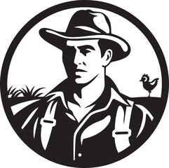 Rural Rhythms: Farmer Icon Vector Crop Champion: Farmer Logo Design