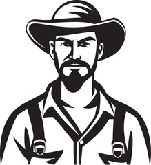 Field Flourish: Farmer Iconic Emblem Farmstead Pride: Farmer Logo Vector