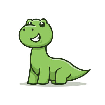 Cute Dino Cartoon Vector Illustration Isolated On White Background
