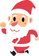 Cartoon christmas cute running santa claus for design.