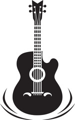 Obraz premium Fretboard Fusion Iconic Guitar Icon Acoustic Aura Vector Guitar Emblem