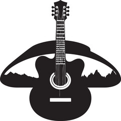 Rhythmic Resonance Emblematic Guitar Icon Strumming Serenity Vector Guitar Logo