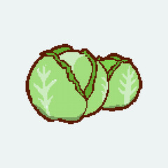 Cabbage pixel 8bit art vector illustration background.