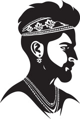 Ethnic Elegance: Groom Icon Vector Maharaja's Mark: Wedding Man Emblem