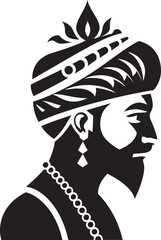 Festive Finesse: Indian Groom Icon Cultural Classic: Groom Logo Emblem