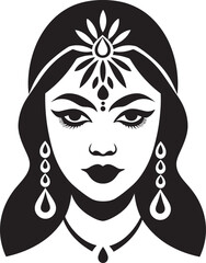 Graceful Garb: Wedding Woman Vector Festive Finesse: Indian Bride Icon