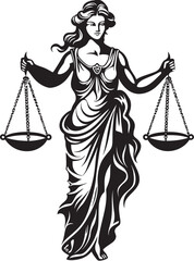 Scales Sovereignty: Lady of Justice Logo Ethical Equity: Iconic Justice Lady Vector