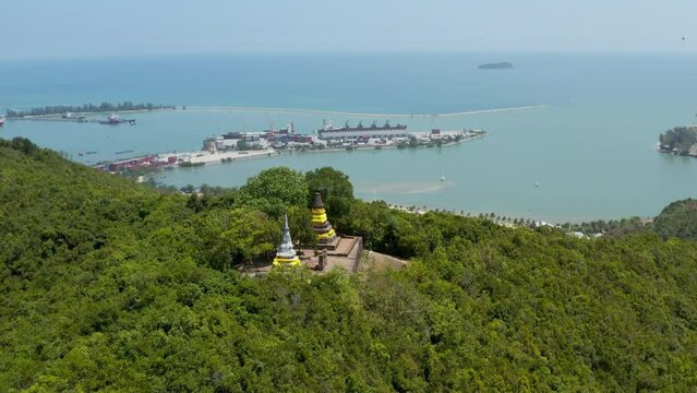 The Two Stupas on Khai Muang Hill (Black and white pagoda or TWO BROTHERS PAGODA). Songkhla ancient town at Hua Khao, Singhanakhon, Songkhla, Thailand