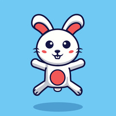 Cute Bunny Jumping Vector Cartoon Illustration