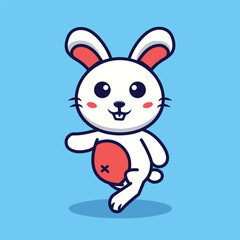 Cute Bunny Running Vector Cartoon Illustration