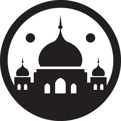 Celestial Columns Emblematic Mosque Vector Sacred Silhouette Mosque Icon Emblem
