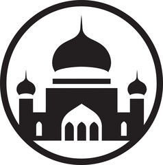 Sacred Silhouette Mosque Icon Emblem Reverent Rise Mosque Emblematic Design