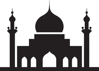 Celestial Center Emblematic Mosque Vector Sacred Silhouette Mosque Icon Emblem