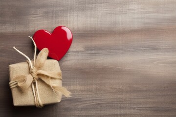 A gift box for celebrating Valentine's Day with red hearts