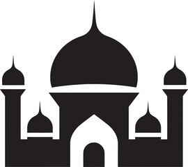Minaret Majesty Mosque Emblematic Design Celestial Columns Iconic Mosque Vector