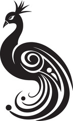 Plush Plumage Peacock Iconic Emblem Exquisite Display Logo Vector Icon
