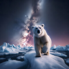  Oso polar, Carnívoro aislado, vía láctea 