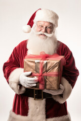Santa Claus with a gift on a plain white background36