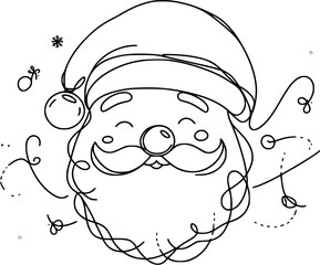 Santa Claus vector line-art illustration