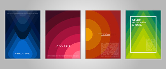 Modern abstract covers set, minimal covers design. Colorful geometric background, vector illustration.