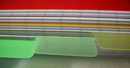 Paper daily with colorful bookmarks closeup 4k movie. Paperwork concept