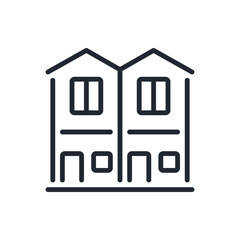 Townhouse editable stroke outline icon isolated on white background flat vector illustration. Pixel perfect. 64 x 64.