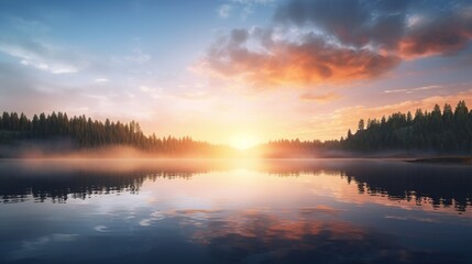 Obrazy na Plexi  sunrise over the river