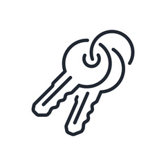 Bunch of keys editable stroke outline icon isolated on white background flat vector illustration. Pixel perfect. 64 x 64.