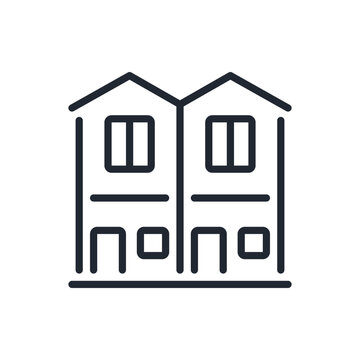 recommend clip art: Townhouse editable stroke outline icon isolated on white background flat vector illustration. Pixel perfect. 64 x 64.