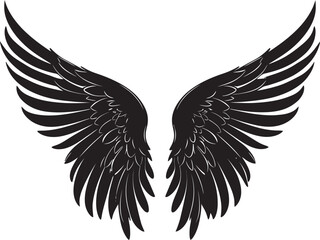 Angelic Aura: Wings Emblematic Logo Graceful Guardian: Angel Icon Vector