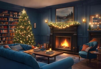 cozy fire in the living room during Christmas